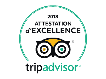 Certificat d'excellence 2018 par Trip Advisor